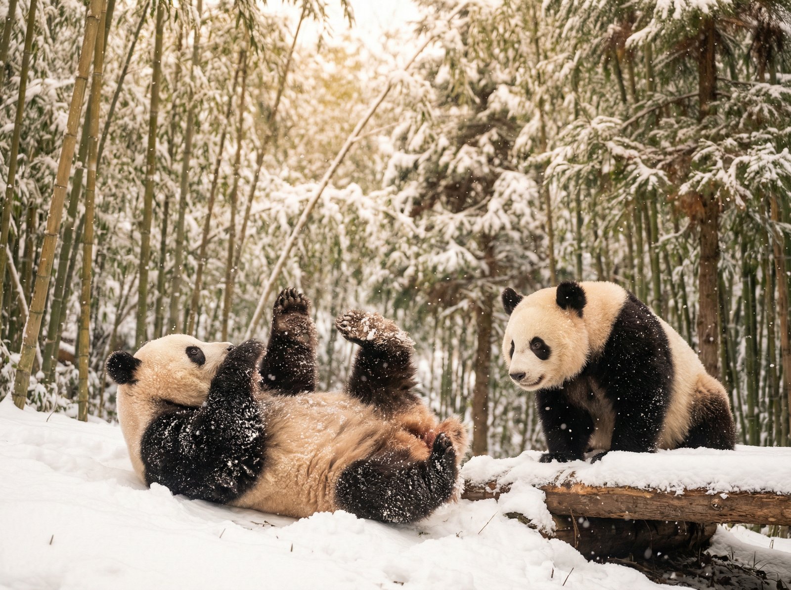 网红主播熊猫与北极熊视频